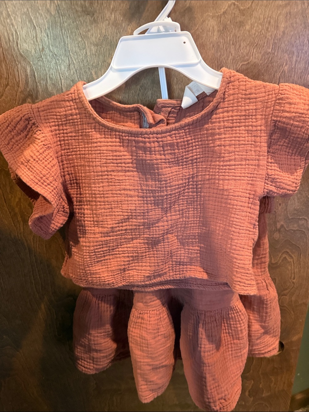 Girls 5t Cotton Gauze Short Sleeve Skirt Set in Mauve